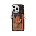Monogram dauphine iPhone case with card holder and strap brown