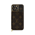 Monogram iPhone case with wallet brown big printing