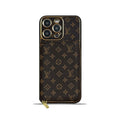 Monogram iPhone case with wallet brown small printing