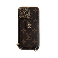 Monogram iPhone case with card wallet and strap