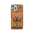 Monogram iPhone case with card holder yellow printing