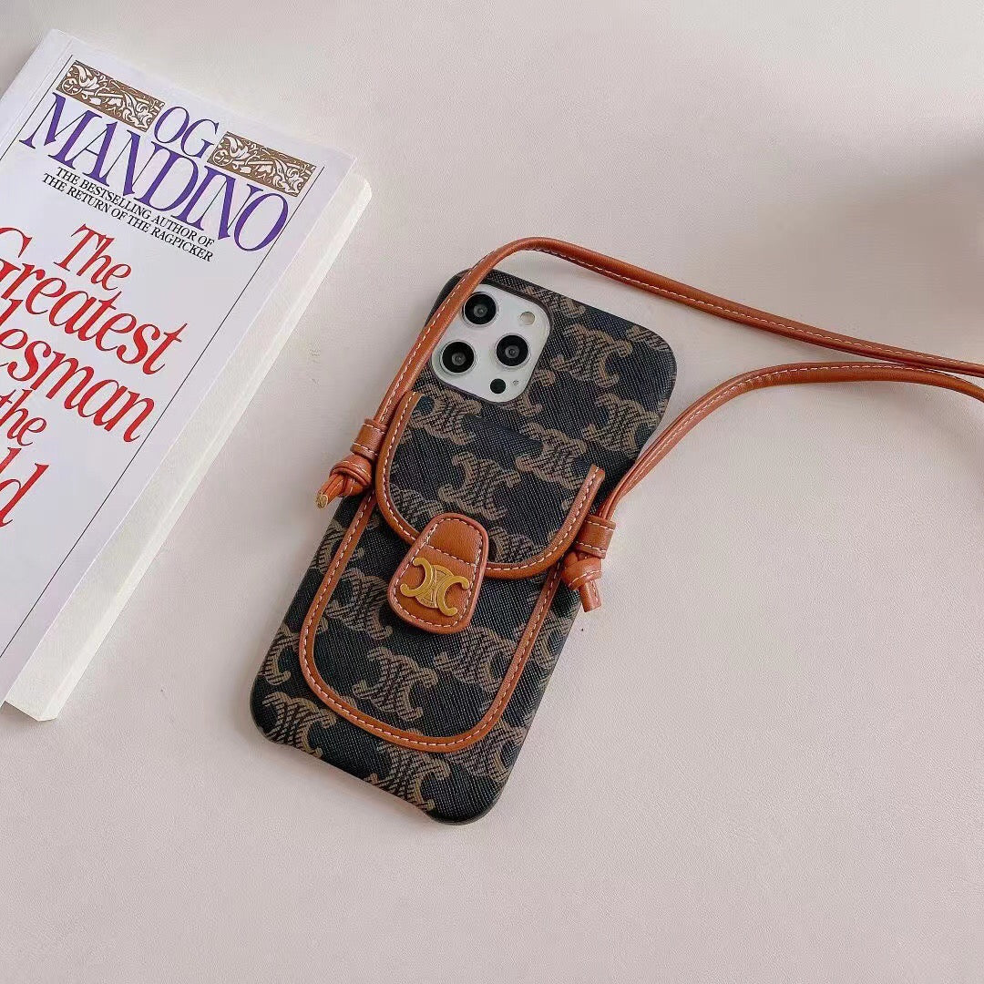 Luxury Crossbody Case For Iphone 11 12 13 14 Pro Max / Fabric Leather
