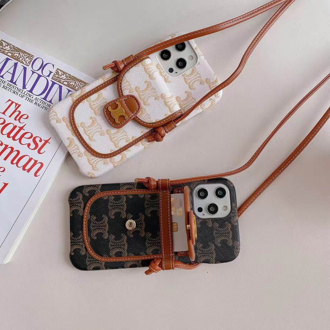 Luxury Crossbody Case For Iphone 11 12 13 14 Pro Max / Fabric Leather