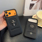 Leather Chrome Heart Iphone Case For 13-17 / Pro / Pro Max
