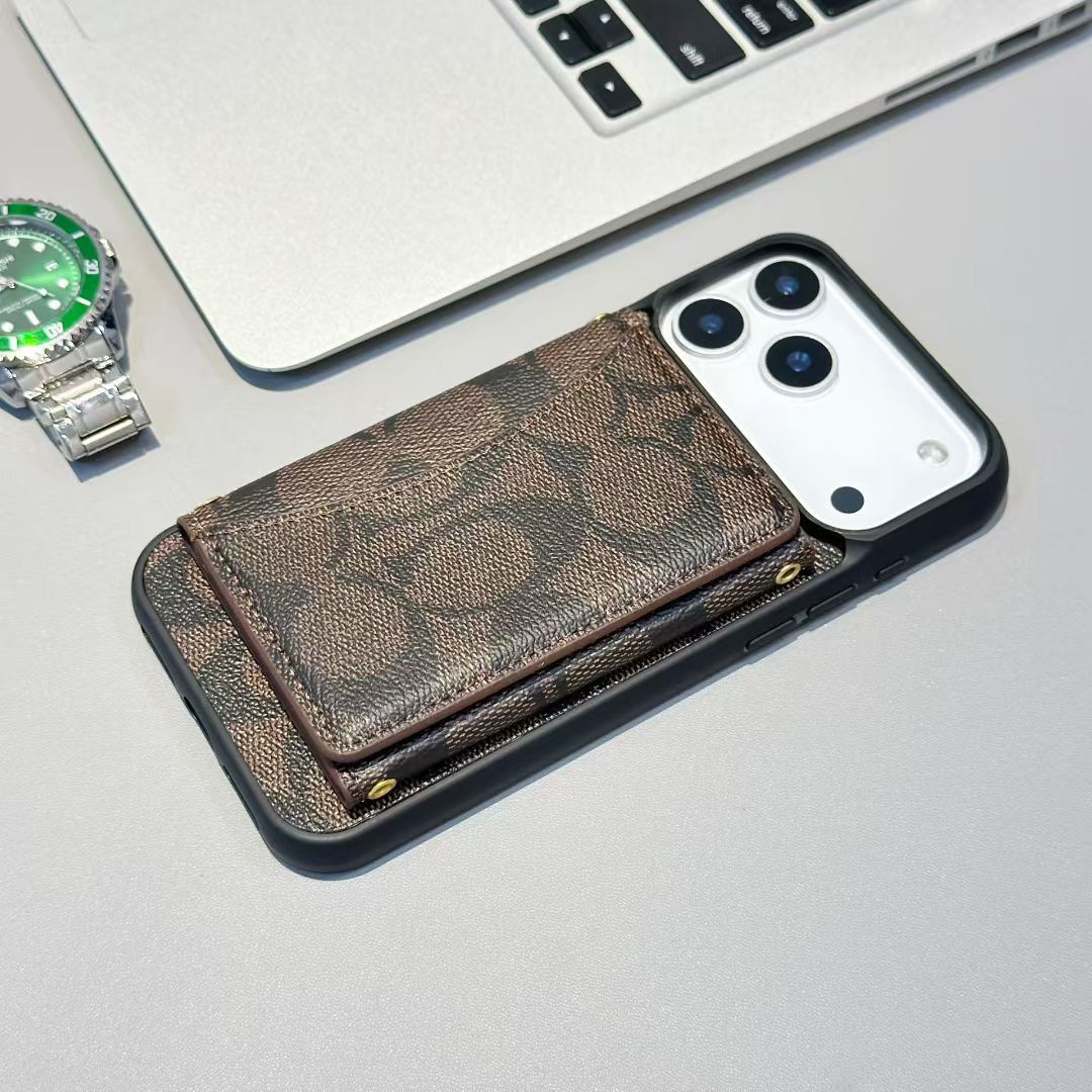 Signature Print Iphone 17 Wallet Phone Case Ch Style