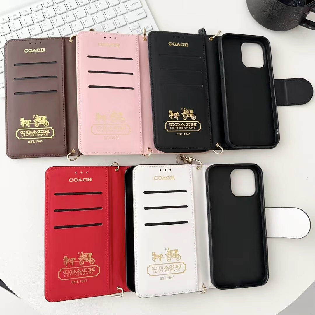Designer Coach Phone Case Wallet Kickstand Style For Iphone 12 13 14 15 16 17 Pro Max Plus