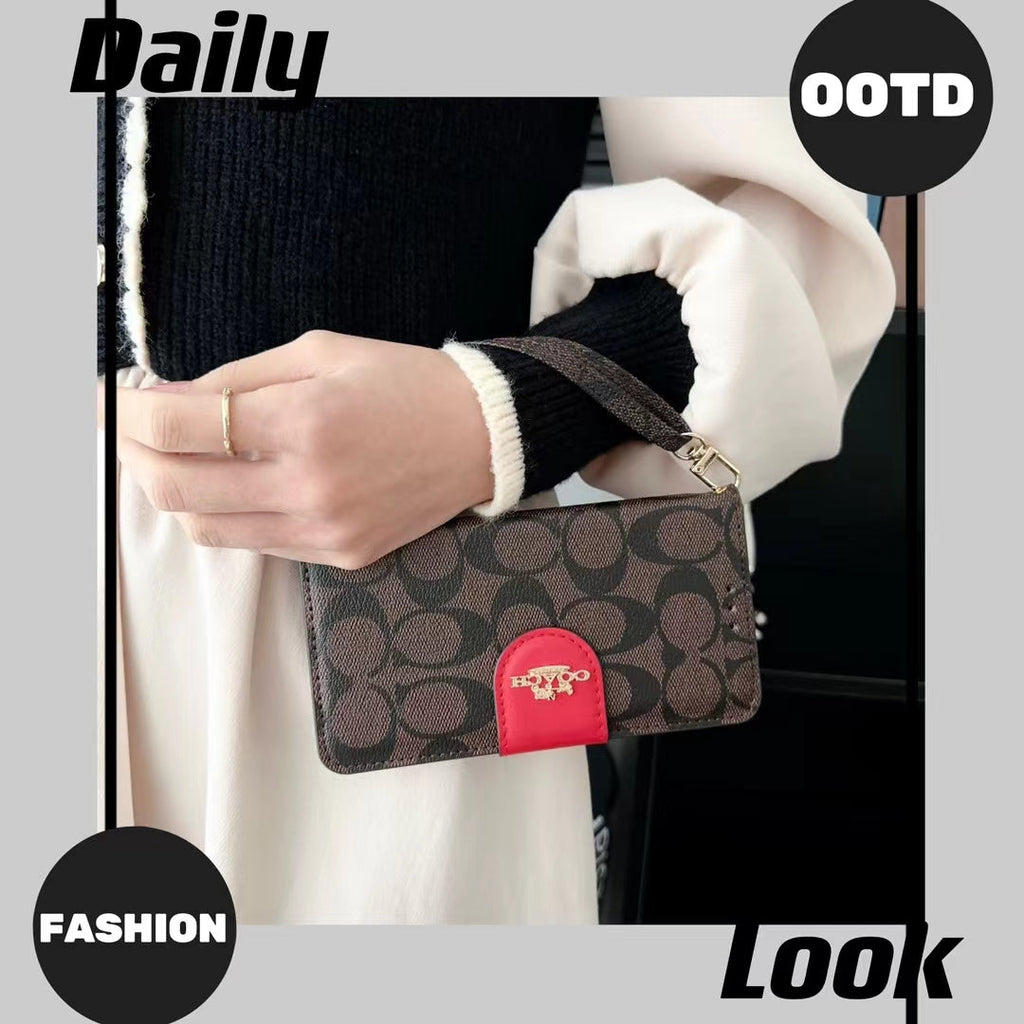 Designer Coach Phone Case Wallet Kickstand Style For Iphone 12 13 14 15 16 17 Pro Max Plus