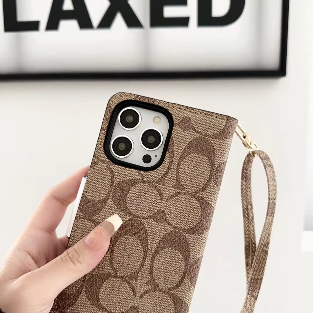 Designer Coach Phone Case Wallet Kickstand Style For Iphone 12 13 14 15 16 17 Pro Max Plus