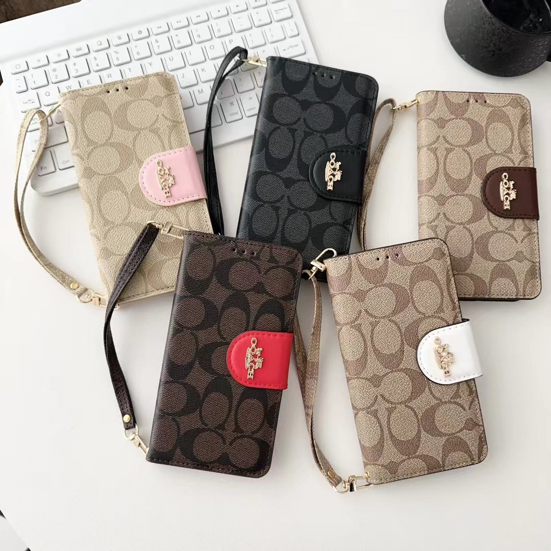 Designer Coach Phone Case Wallet Kickstand Style For Iphone 12 13 14 15 16 17 Pro Max Plus