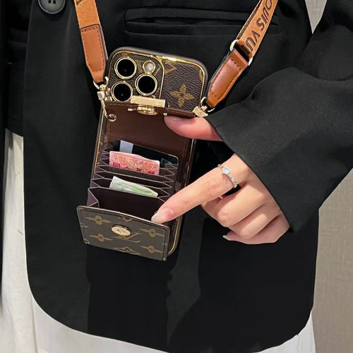 Crossbody Card Holder Lv Iphone Case For 12-16 Pro Max Plus