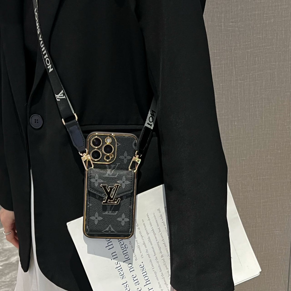 Crossbody Card Holder Lv Iphone Case For 12-16 Pro Max Plus