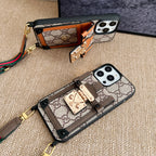 Designer Canvas Crossbody Phone Case For Iphone 12-16 Pro Max Plus