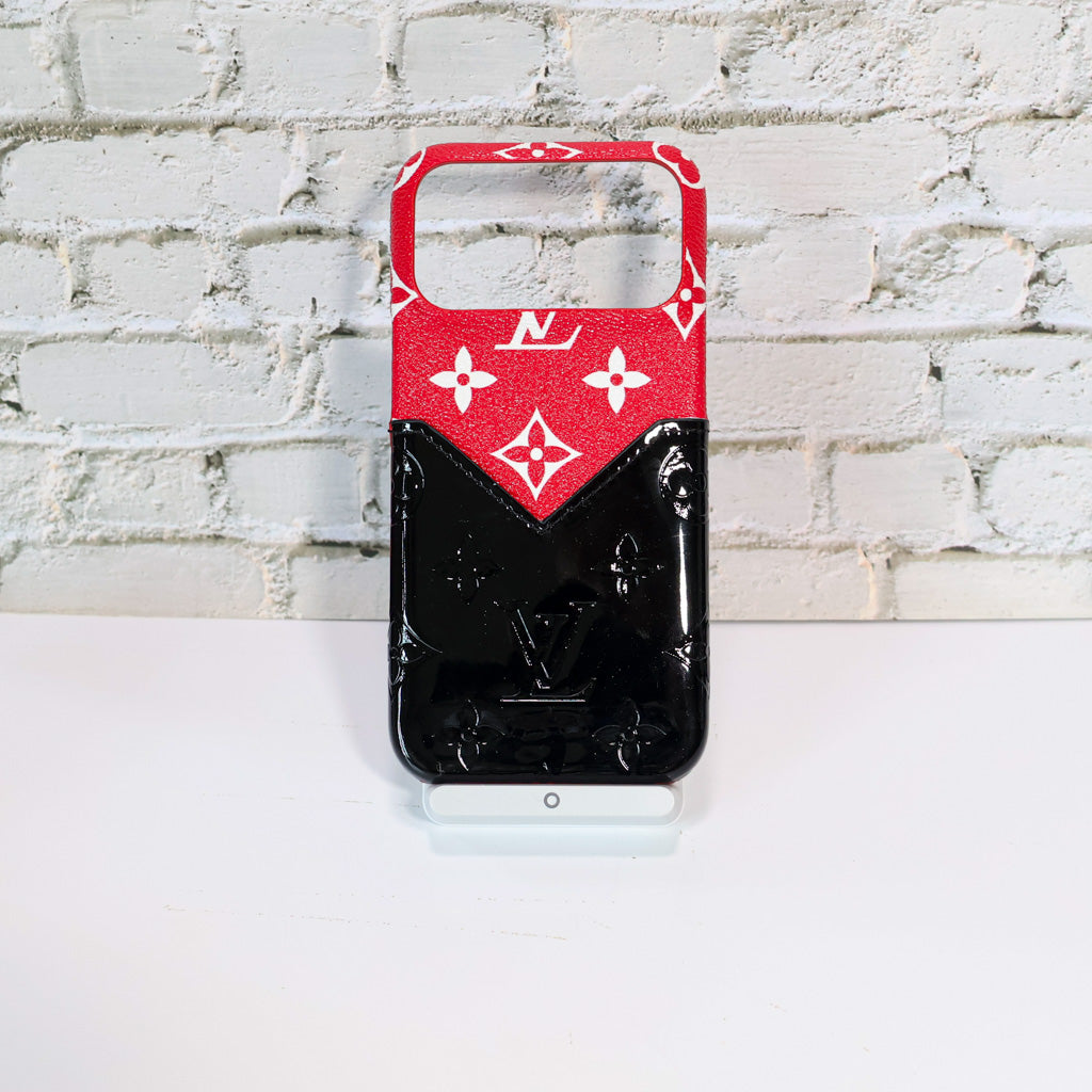 Glamour Accent Lv Leather Iphone Case For 17/ Pro / Pro Max / Air