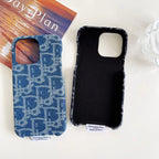 Dior Iphone Case Denim Fabric Design For Iphone 12 13 14 15 Pro / Pro Max / Plus