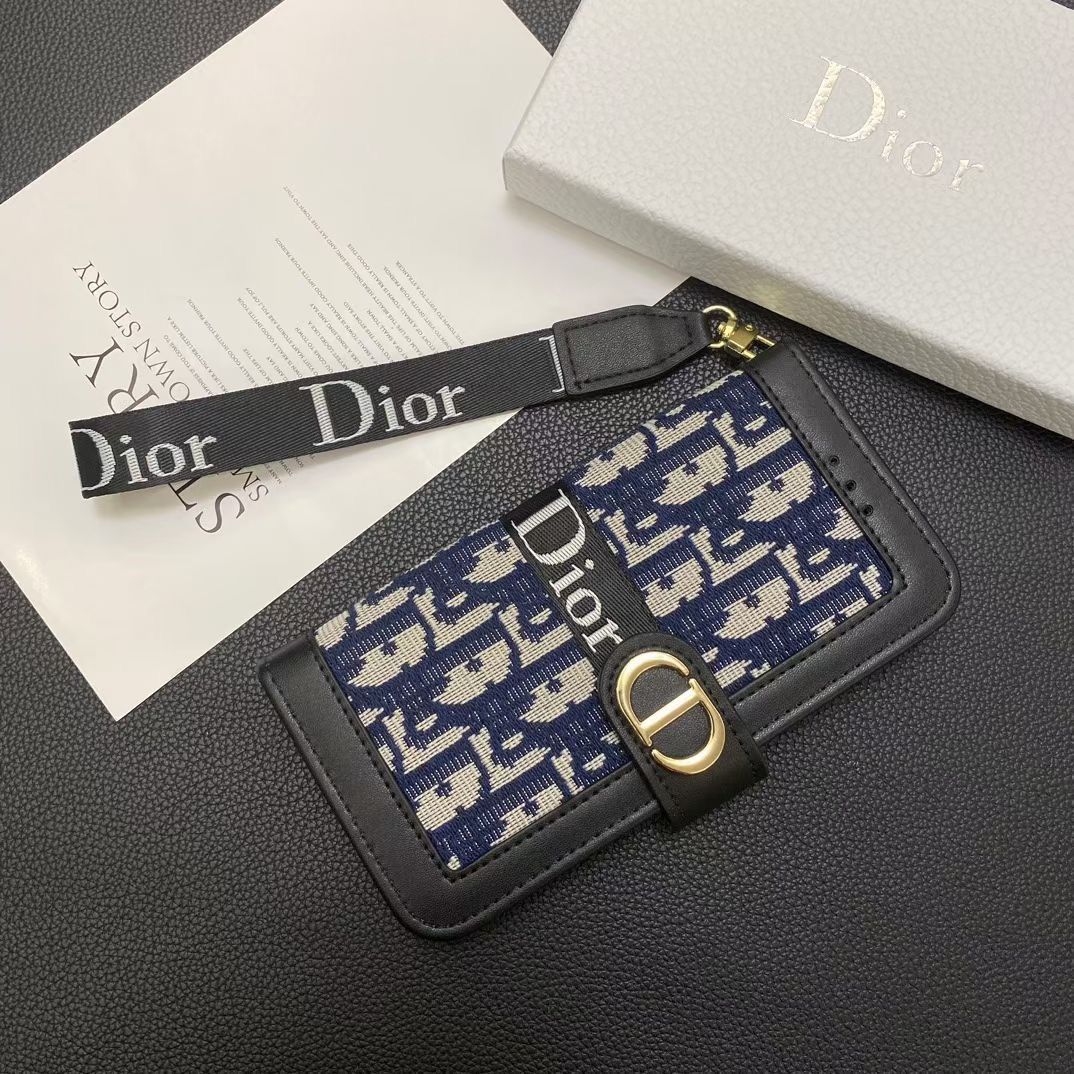 Dior Wallet Iphone Case With Strap For 12 13 14 15 16 Pro Max Plus Series