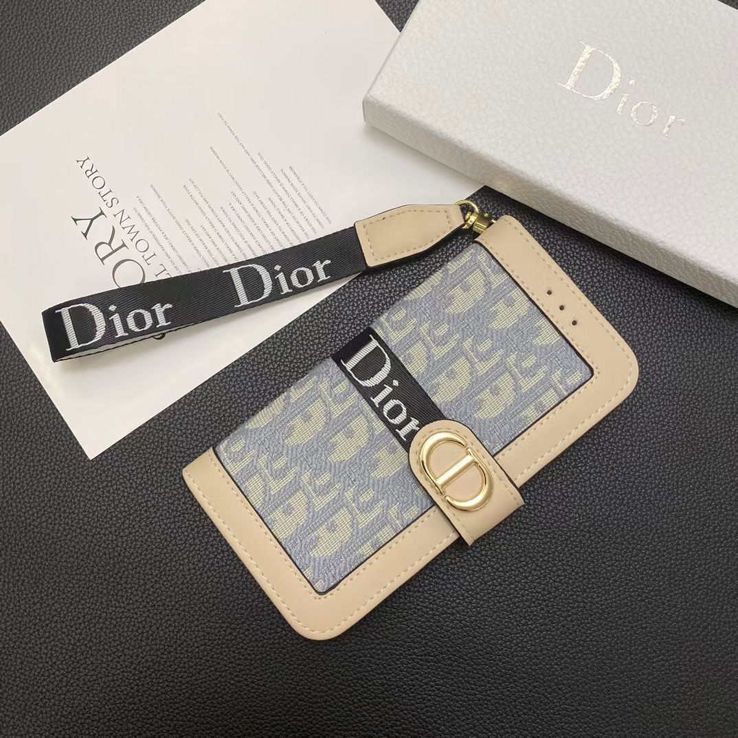 Dior Wallet Iphone Case With Strap For 12 13 14 15 16 Pro Max Plus Series