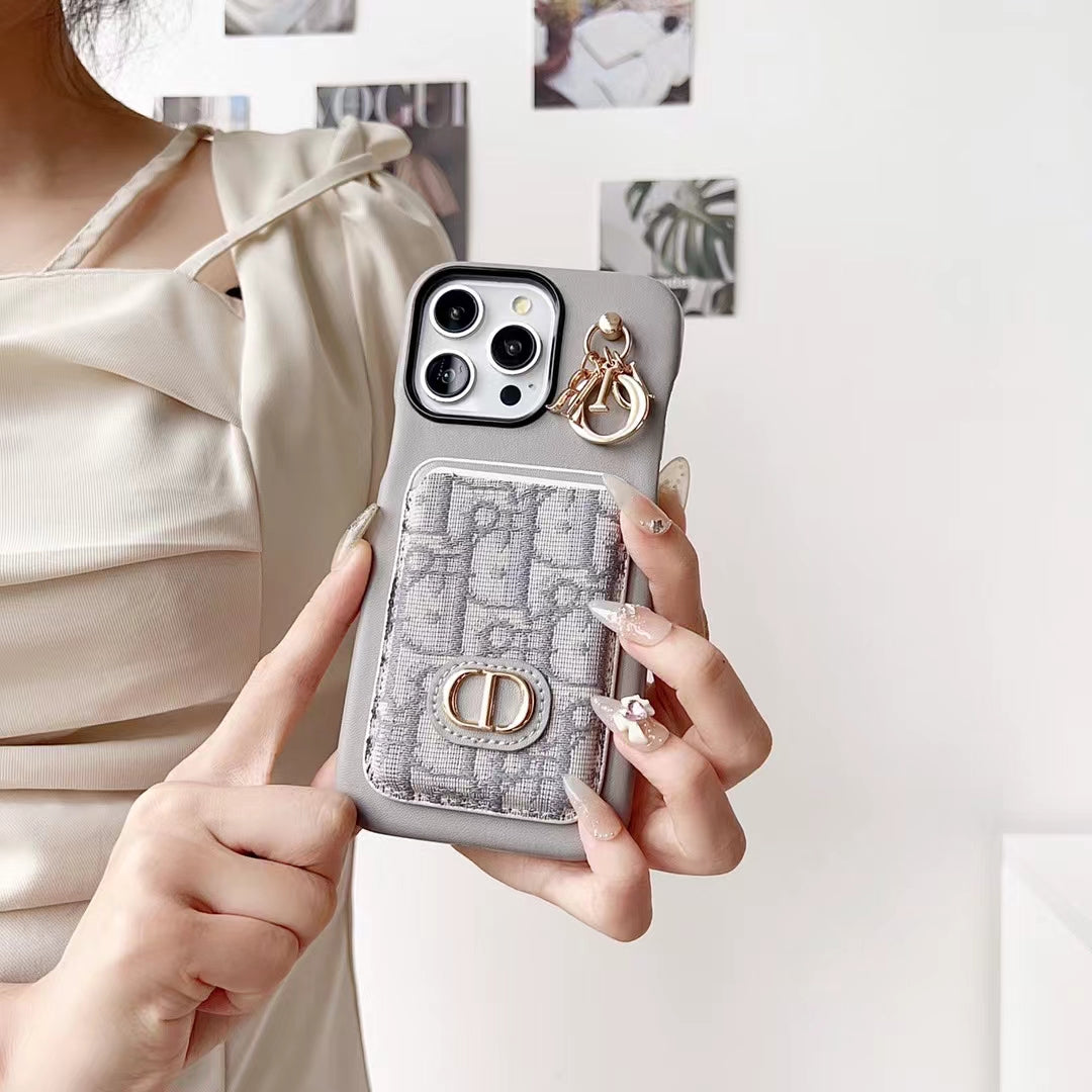 Christian Dior Iphone Case Card Slot For 12 13 14 15 Pro Max Plus Models