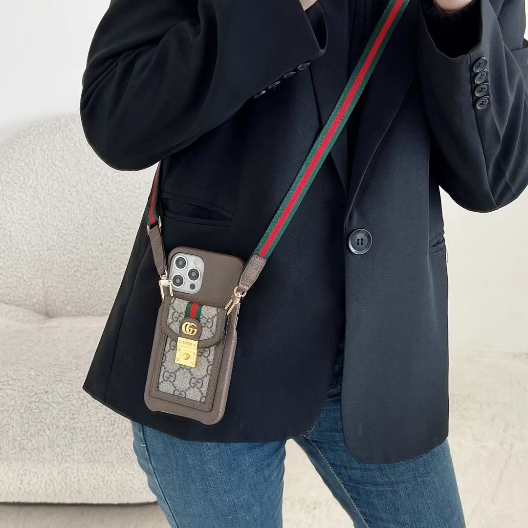 Designer Crossbody Style Iphone Case For 11 12 13 14 15 16 Pro Max Plus