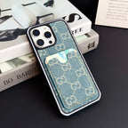 Gg Card Slot Denim Iphone Case For 12-16 Pro Max