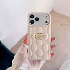 Stamped Gg Leather Iphone Case For 13-17 / Pro / Pro Max