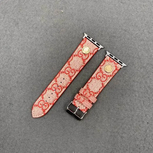 Apple Watch Gucci Band Pink Red Leather Design