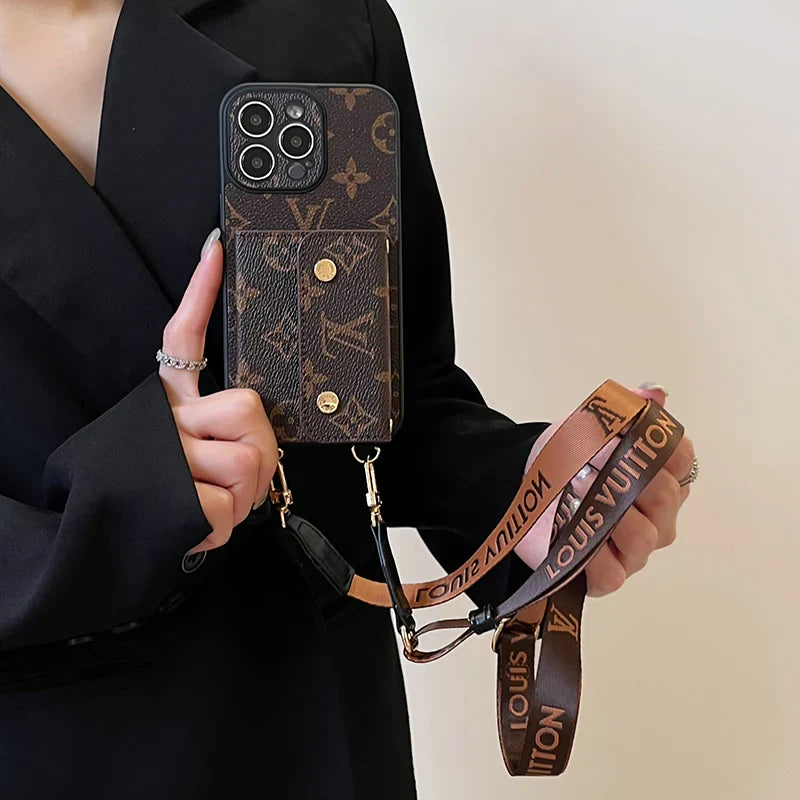 Luxury Phone Wallet Crossbody Style Lanyard For Iphone 12 – 16 Pro Max Plus Series