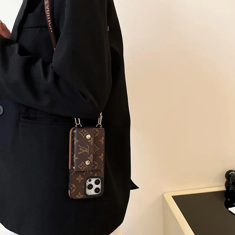 Luxury Phone Wallet Crossbody Style Lanyard For Iphone 12 – 16 Pro Max Plus Series