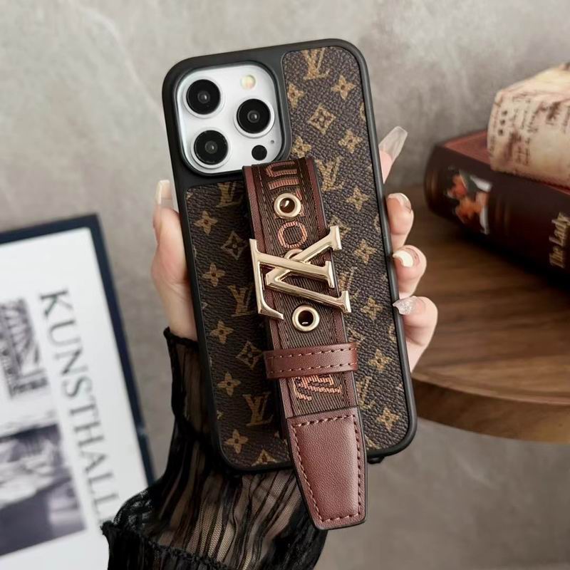 Lv Case Iphone Pro Max Plus 16 / 15 / 14 / 13 / 12 Adjustable Hand Strap Kickstand
