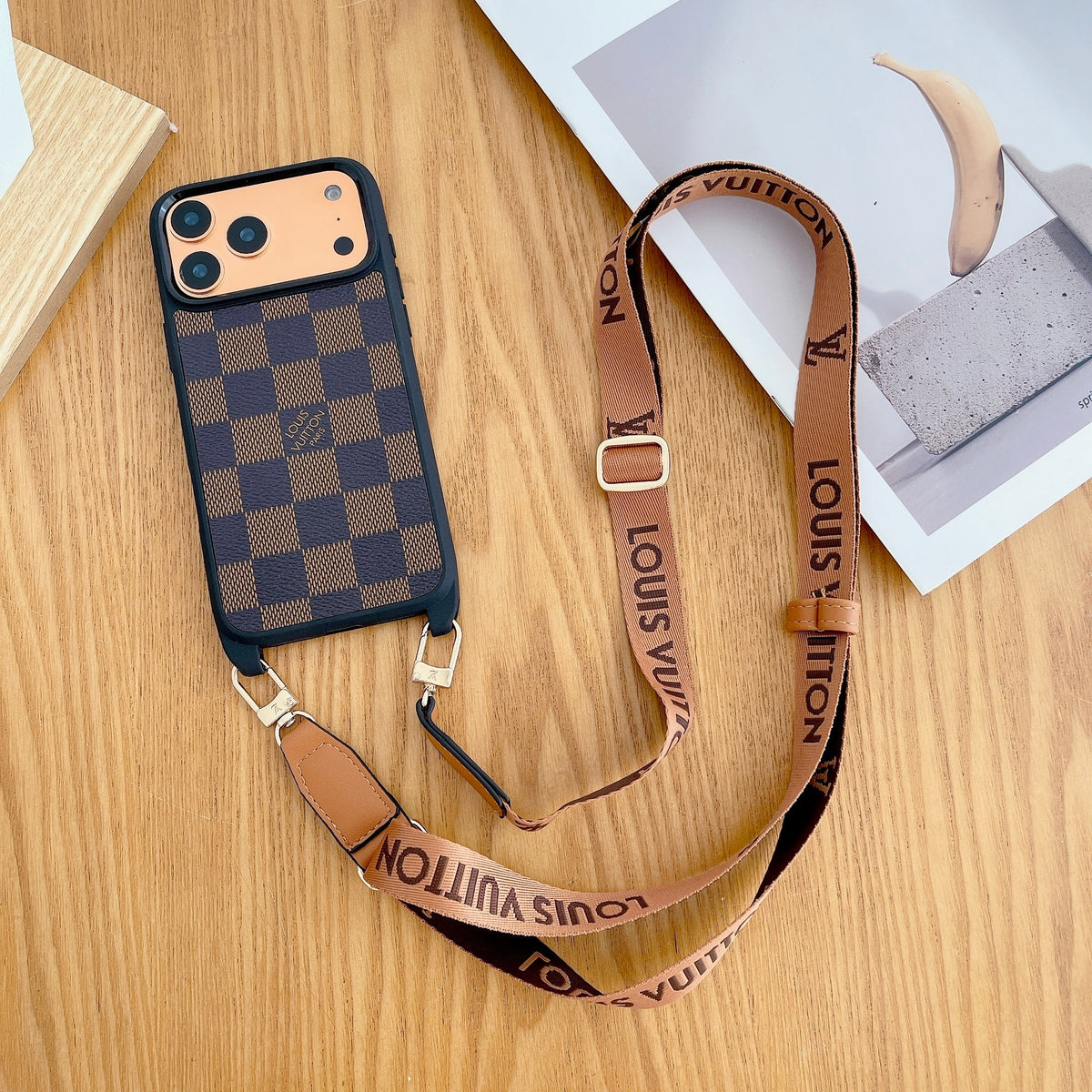 Lv Classic Monogram Iphone Case Crossbody For 13-17 / Pro / Pro Max