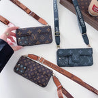 Monogram Leather Crossbody Phone Case Card Holder For Iphone
