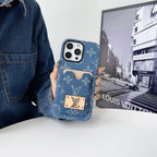 Denim Lv Phone Case Card Holder For 13 – 16 Pro Max