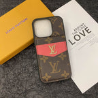 Luxury Leather Lv Phone Case Style Card Holder For Iphone 16 15 14 13 Pro Max Plus