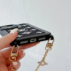 Fabric Leather Crossbody Chain Iphone Case With Ornament Charm