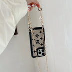 Fabric Leather Crossbody Chain Iphone Case With Ornament Charm