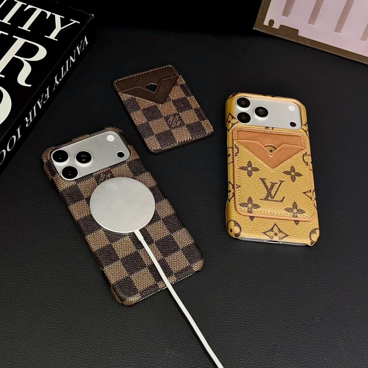 Lv Magsafe Magnet Card Holder Phone Case For Iphone 13-17 / Pro / Pro Max / Plus / Air