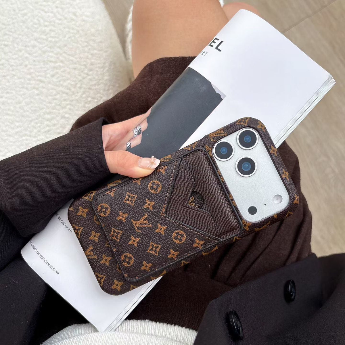 Lv Magsafe Magnet Card Holder Phone Case For Iphone 13-17 / Pro / Pro Max / Plus / Air