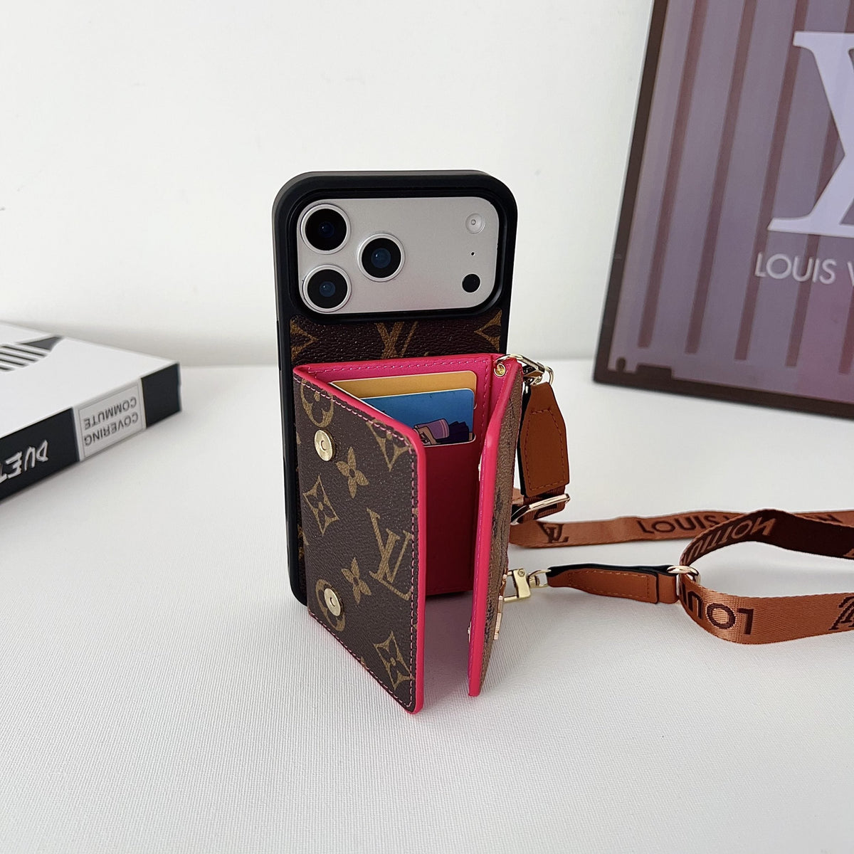 Multicolor Lv Monogram Crossbody Wallet Case For 13-17 / Pro / Pro Max