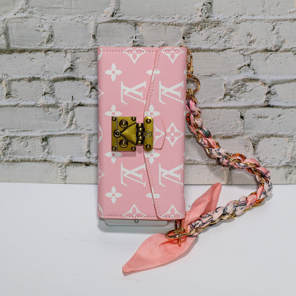 Lv Iphone Case Pink Monogram Crossbody Wallet For 17/ Pro/ Pro Max/ Air