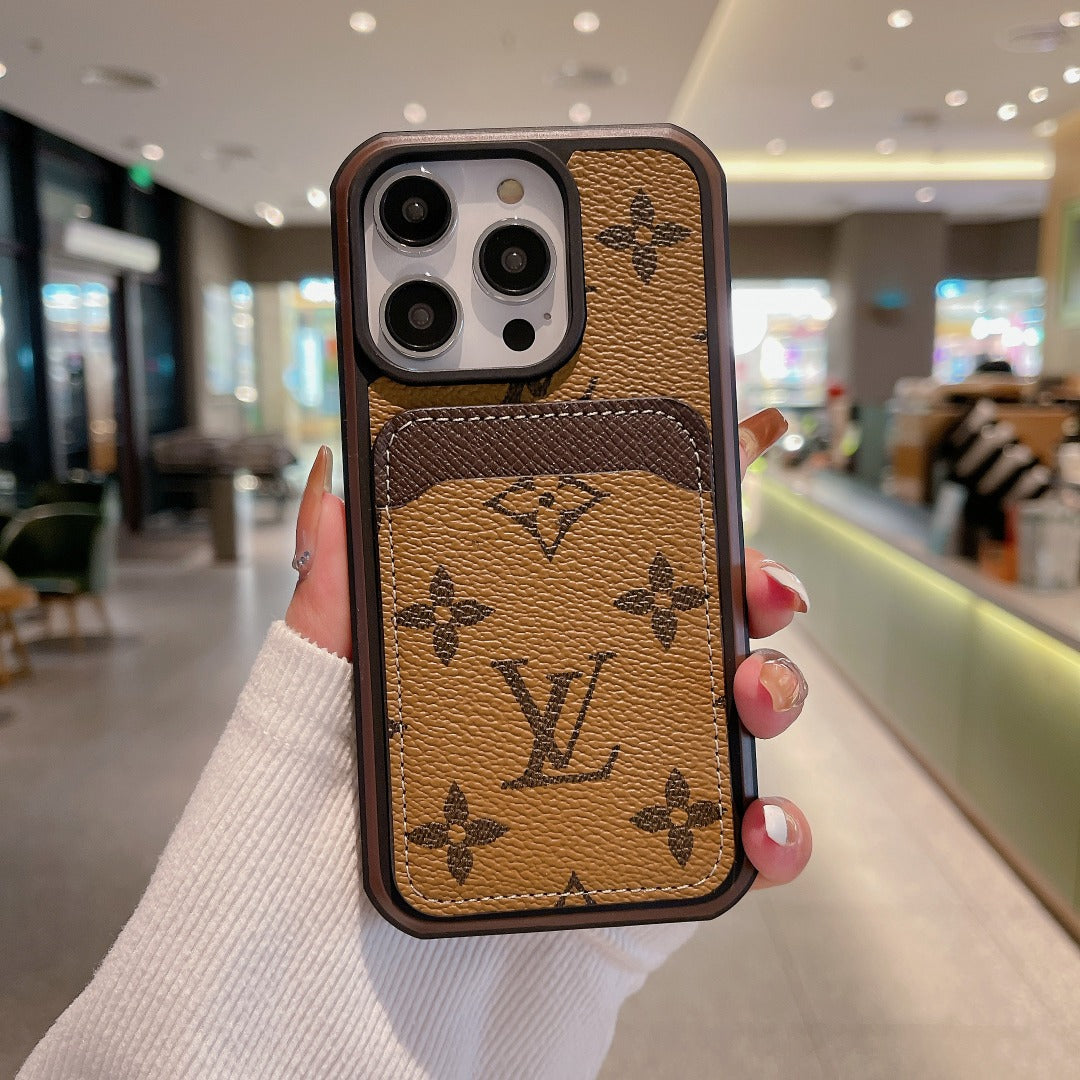 Luxury Leather Lv Iphone 16 / 15 / Pro / Max / Plus / Case Monogram Pattern