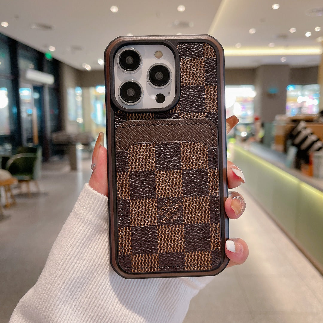 Luxury Leather Lv Iphone 16 / 15 / Pro / Max / Plus / Case Monogram Pattern