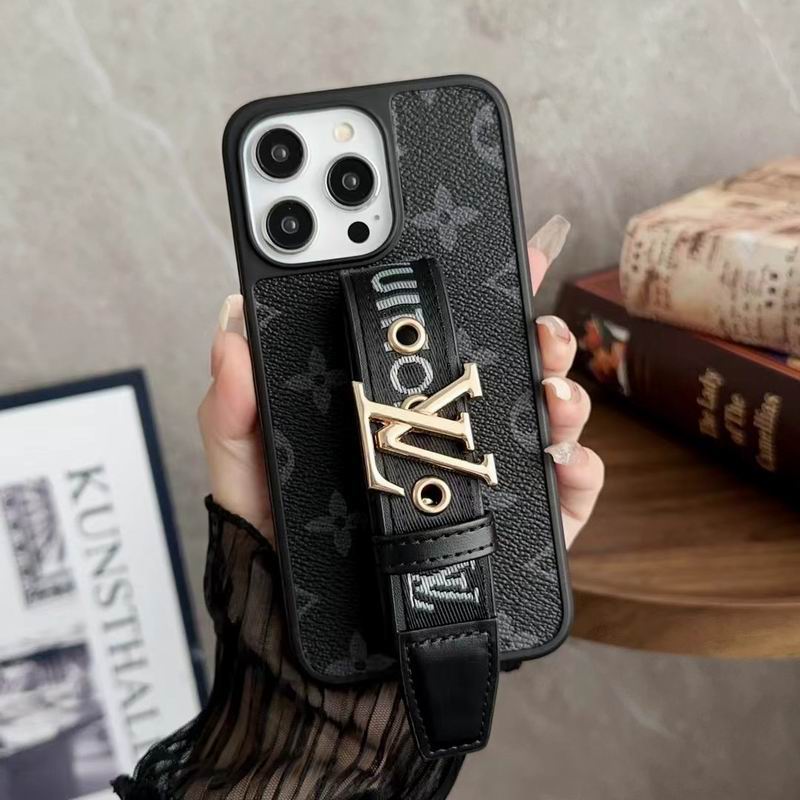 Lv Case Iphone Pro Max Plus 16 / 15 / 14 / 13 / 12 Adjustable Hand Strap Kickstand