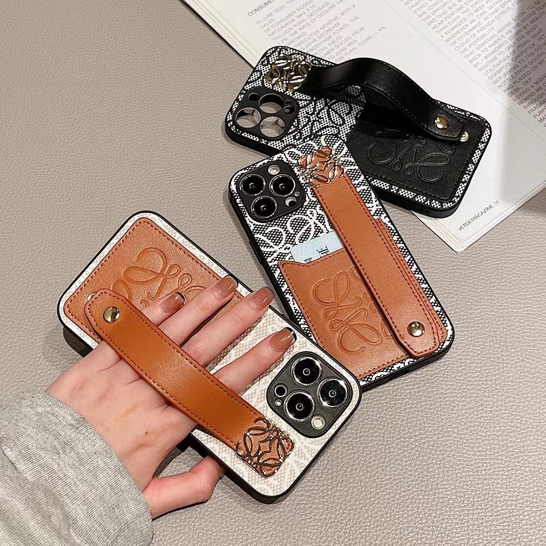 Loewe Phone Case Hand Strap Card Holder For Iphone 12 13 14 Pro Max Plus