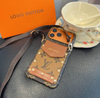 Louis Vuitton Card Holder Phone Case Crossbody 12-17 / Pro / Pro Max / Plus
