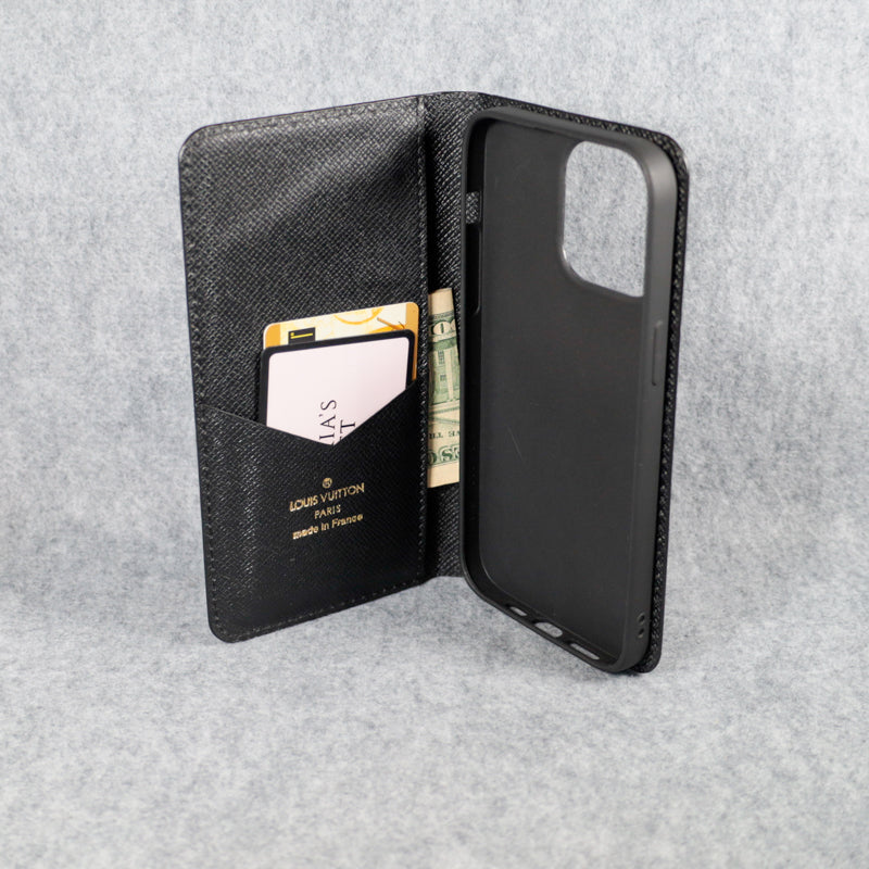 Louis Vuitton Wallet Phone Case For Iphone 11 12 13 14 15 16 Pro Max Plus Black Monogram