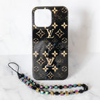 Lv Black Iphone Case Golden Monogram