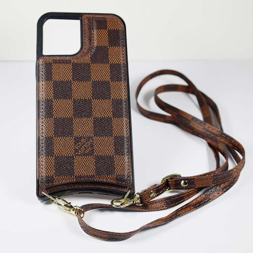 Crossbody Phone Case Designer Checkered Leather For Iphone 11 12 13 14 Pro Max