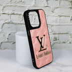 Lv Stamped Leather Case Pink For Iphone 12 13 14 Pro Max Series