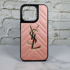 Ysl Leather Iphone Case Fashion Soft Pink For 12 13 14 Pro Plus Version