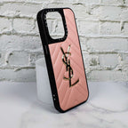 Ysl Leather Iphone Case Fashion Soft Pink For 12 13 14 Pro Plus Version