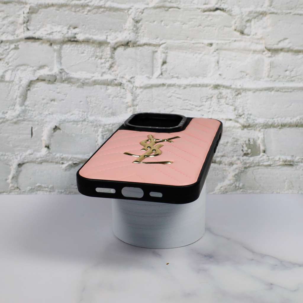 Ysl Leather Iphone Case Fashion Soft Pink For 12 13 14 Pro Plus Version
